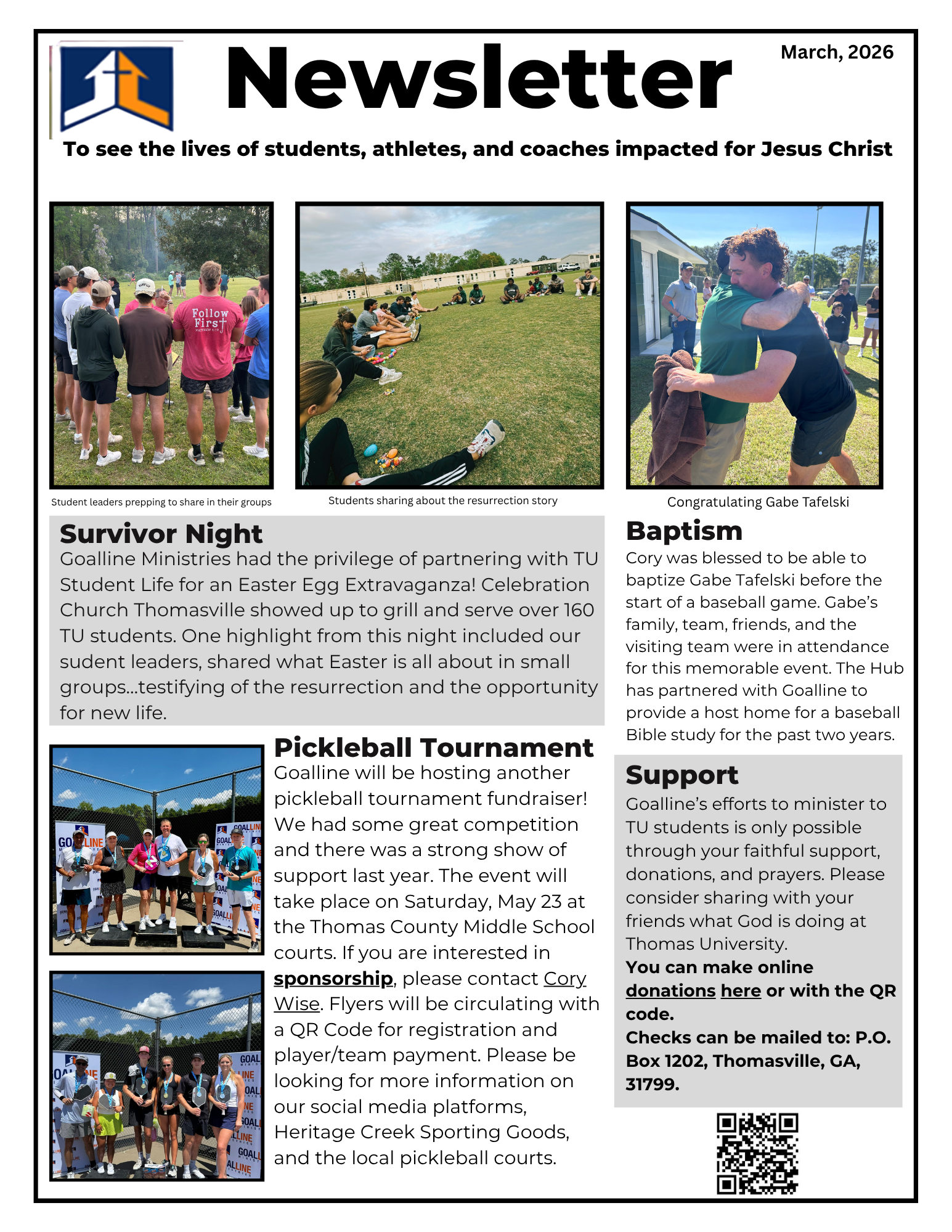 Photo for March 2026 Goalline Newsletter